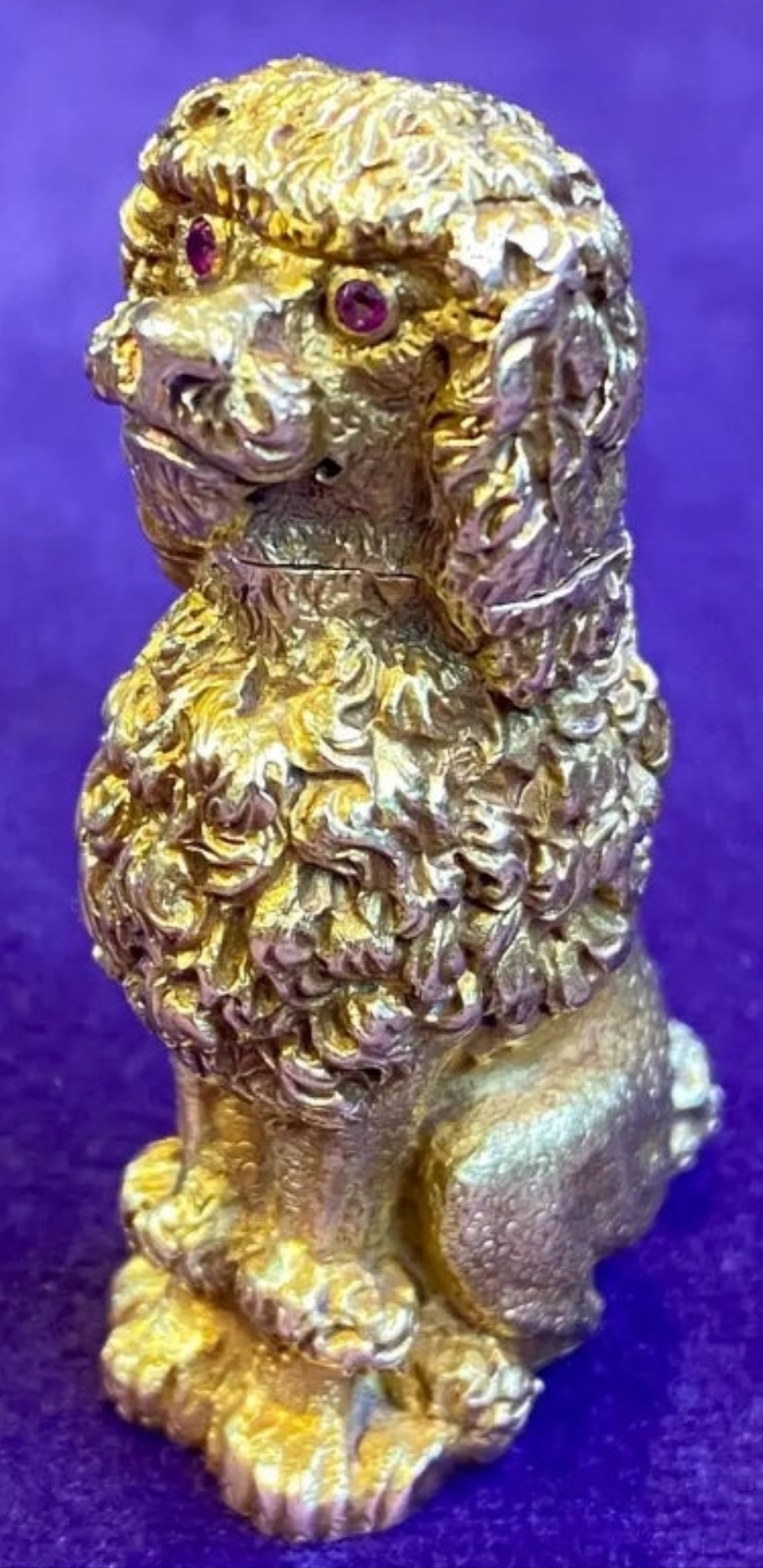 14k Gold Ruby Schlumberger Gold Poodle Lighter circa 1950s