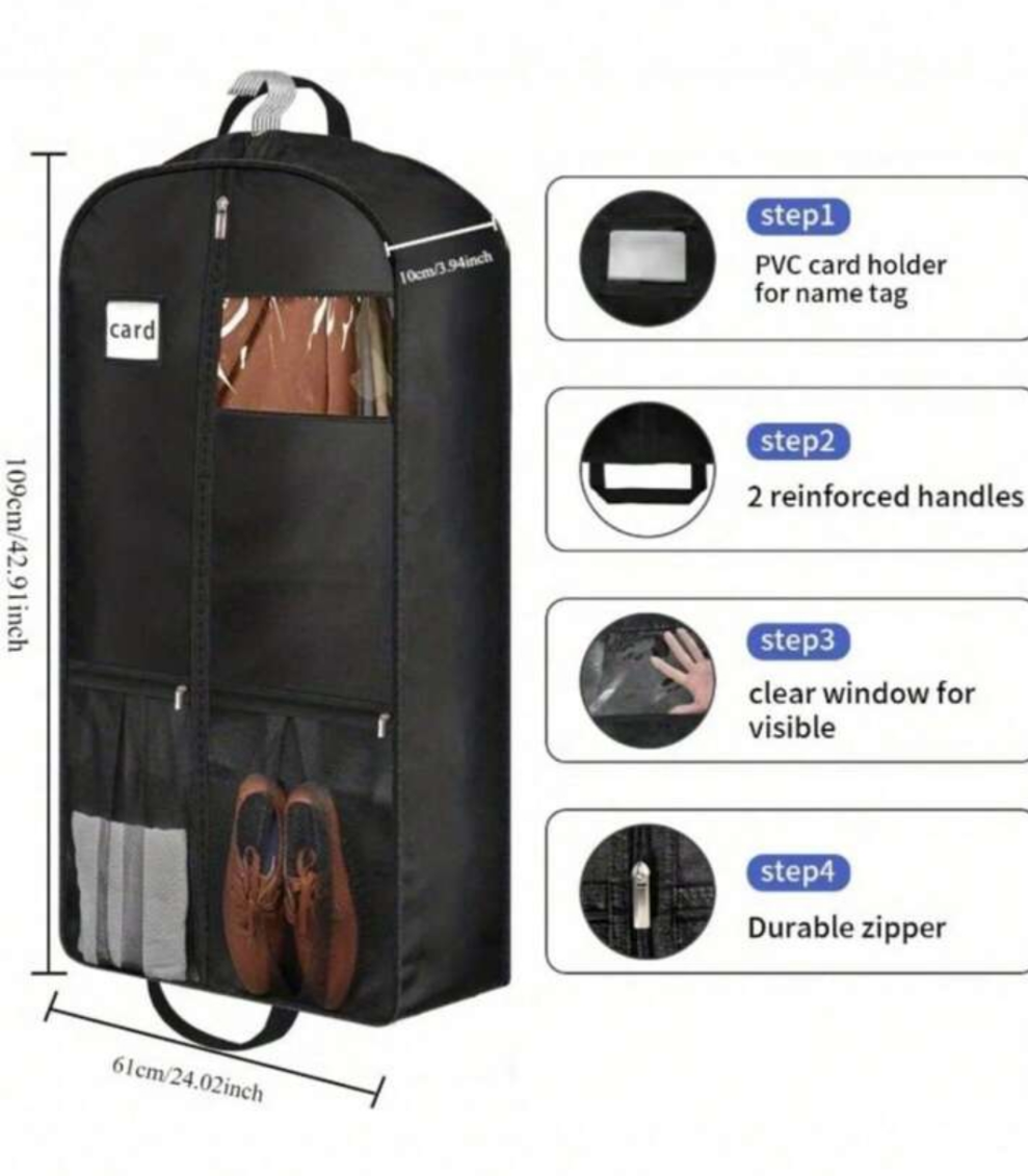 43" Heavy Duty Garment Bags For Travel 6.5" Gusseted Suit Bags For Closet Storage 2 Handles Hanging Clothes Bag With Pocket Men Suit Cover For Shirts, Coats, Dresses, Suit Holder, 1 Pack,Women Valentine Gift Birthday Boyfriend Girlfriend
