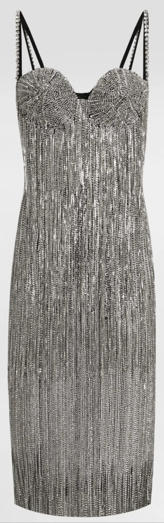 Dolce And Gabbana Marquisette calf-length dress with sequined fringing