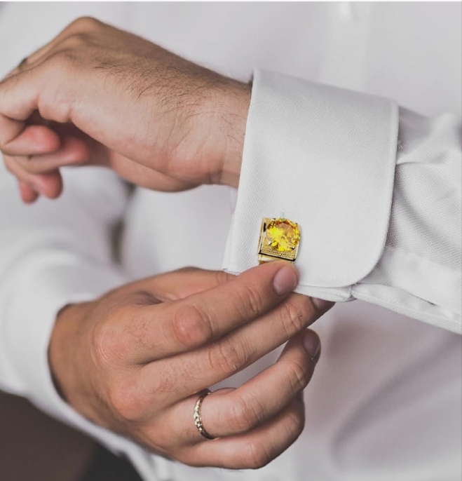 Gold Tone Cufflinks for Men with Chain Shirt cuff links Wedding Business Birthday Christmas Gifts for Men