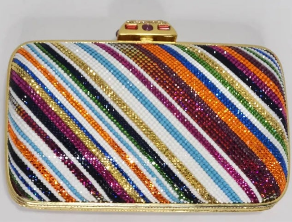 Judith Leber Multicolor Swarovski Crystal Embellished Clutch
