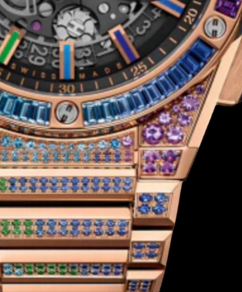 Hublot Big Bang Chronograph 18K King Gold & Colored Gemstones Man's Watch, 451.OX.1180.OX.3999