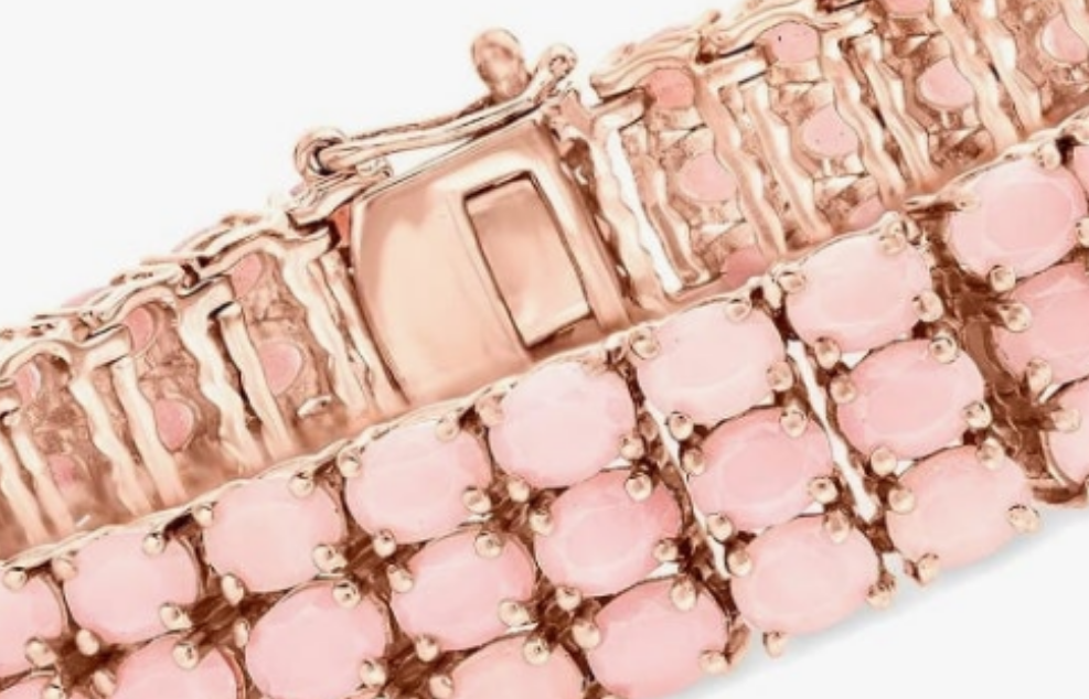 Pink Opal 3-Row Tennis Bracelet in 18kt Rose Gold Over Sterling