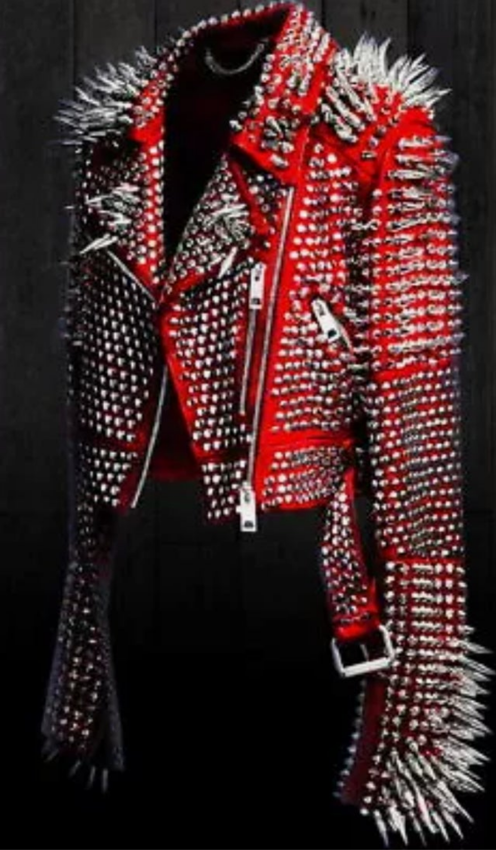 COCOMONEY Unisex Punk Rock jacket Spiked Studded Motorcycle Leather Jacket