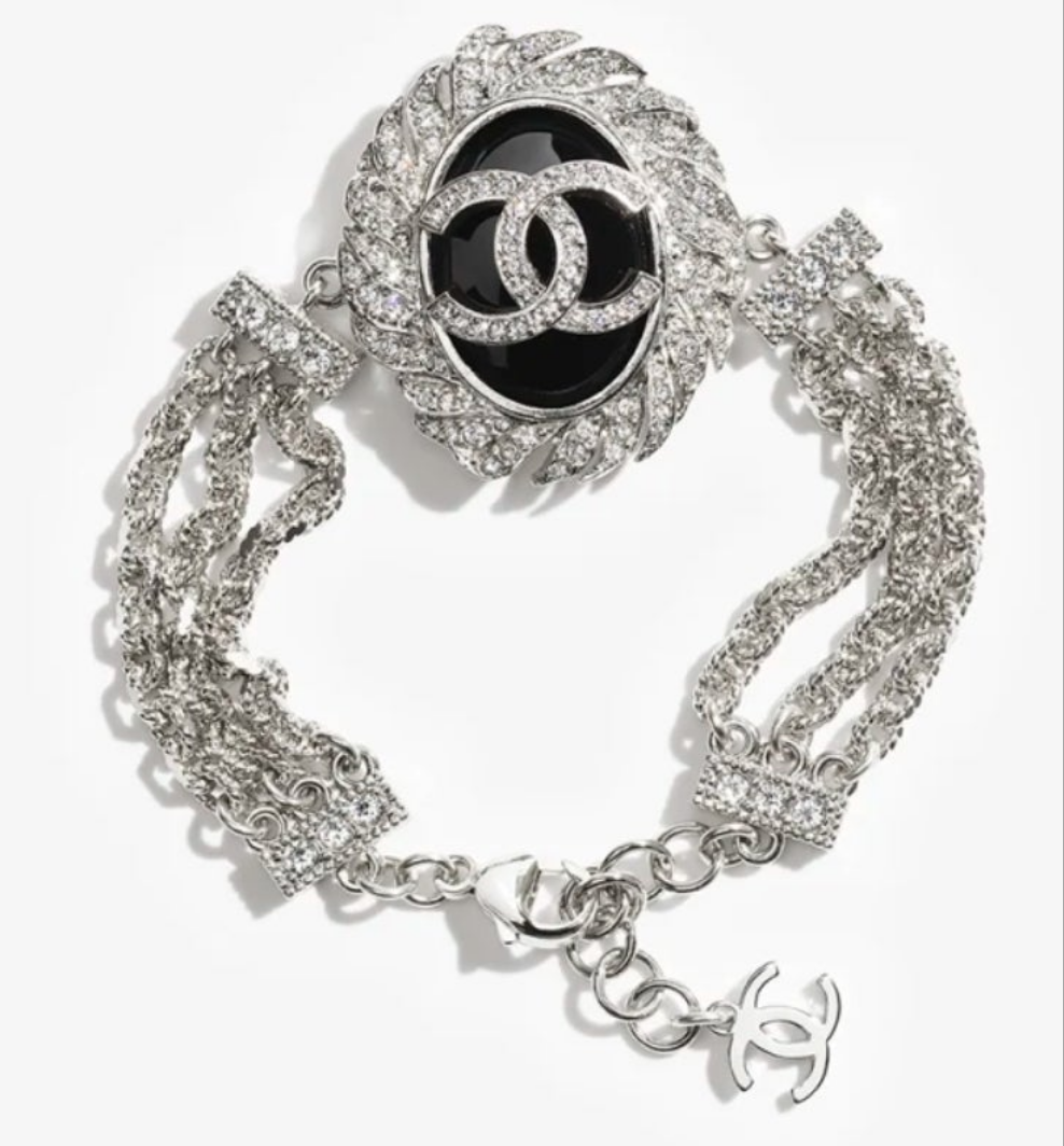 Chanel CC Bracelet Metal, Resin & Strass
Silver, Black & Crystal