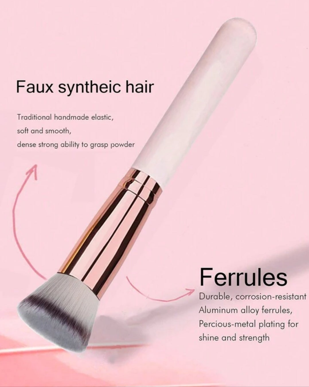 Flat Top Foundation Brush, For Mixing Liquid, Creams And Perfect Powder Cosmetics - Buffing, Concealer - Portable wood