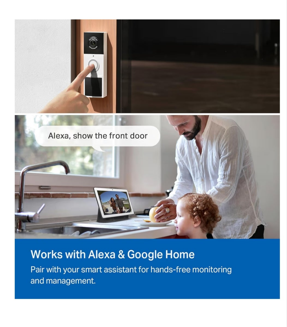 Smart Video Doorbell Camera Wireless with Chime, 2K with Full Color Night Vision & Spotlights, No Monthly Fee, Ring Call, 160° Ultra-Wide View, Free AI Detection, Local Storage,D210