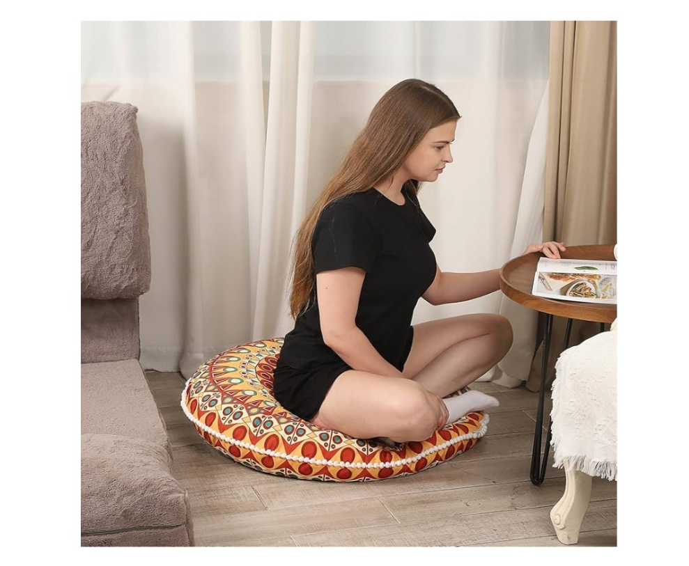 32 inches Meditation Floor Cushion for Adults, Round Large Thick Floor Pillow, Memory Foam Filling