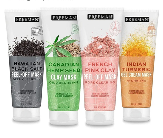 4 Count Exotic Blends Face Mask Variety Set, Includes Clay, Peel-Off, Gel, & Cream Facial Masks, Skincare for Women, Face Mask Essentials Kit, Hydrating, Soothing, & Purifying