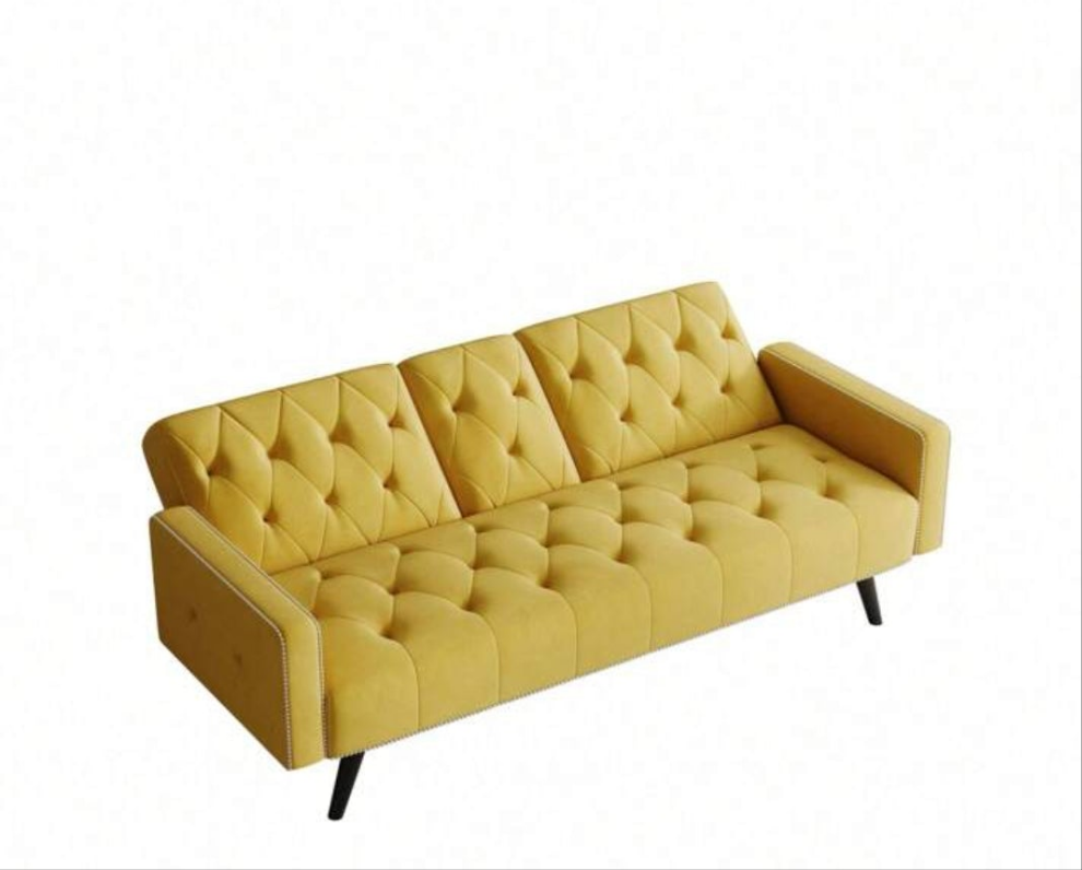 Futon Sofa With Cup Holders And Nail Head Trim,Velvet Sofa Futon Sofa Bed For Small Spaces, Living Room,Dorm,Office