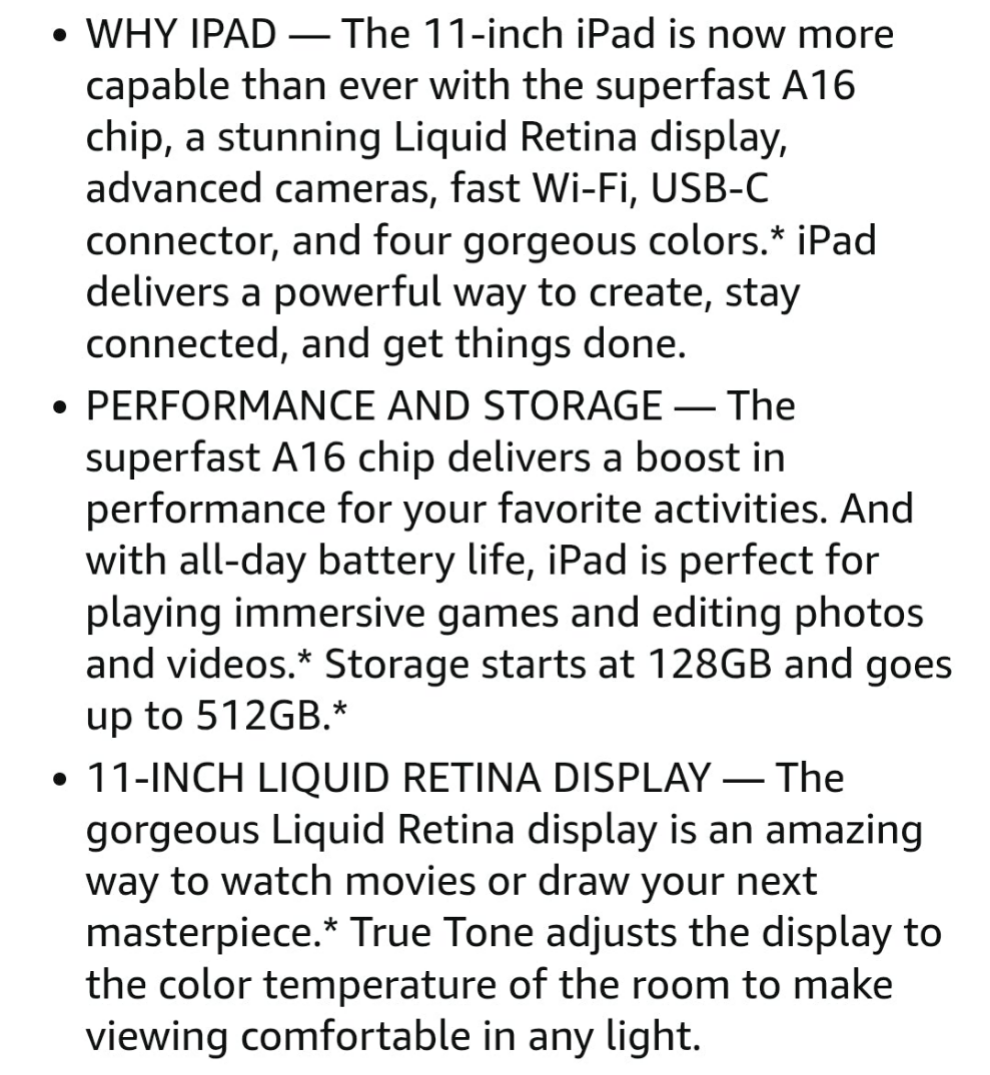 Apple iPad 11-inch: A16 chip, 11-inch Model, Liquid Retina Display, 128GB, Wi-Fi 6, 12MP Front/12MP Back Camera, Touch ID, All-Day Battery Life —