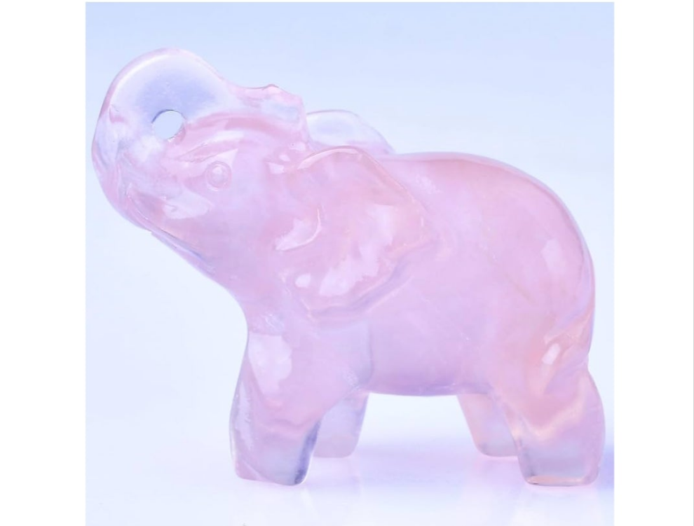 1.8 Inch White Jade Elephant Crystal Decor, Healing Crystal Cute Figurines,White Elephant Gemstones Decorations Statue, Lucky Reiki Stones in Home and Office Meditation Gift for Women and Men