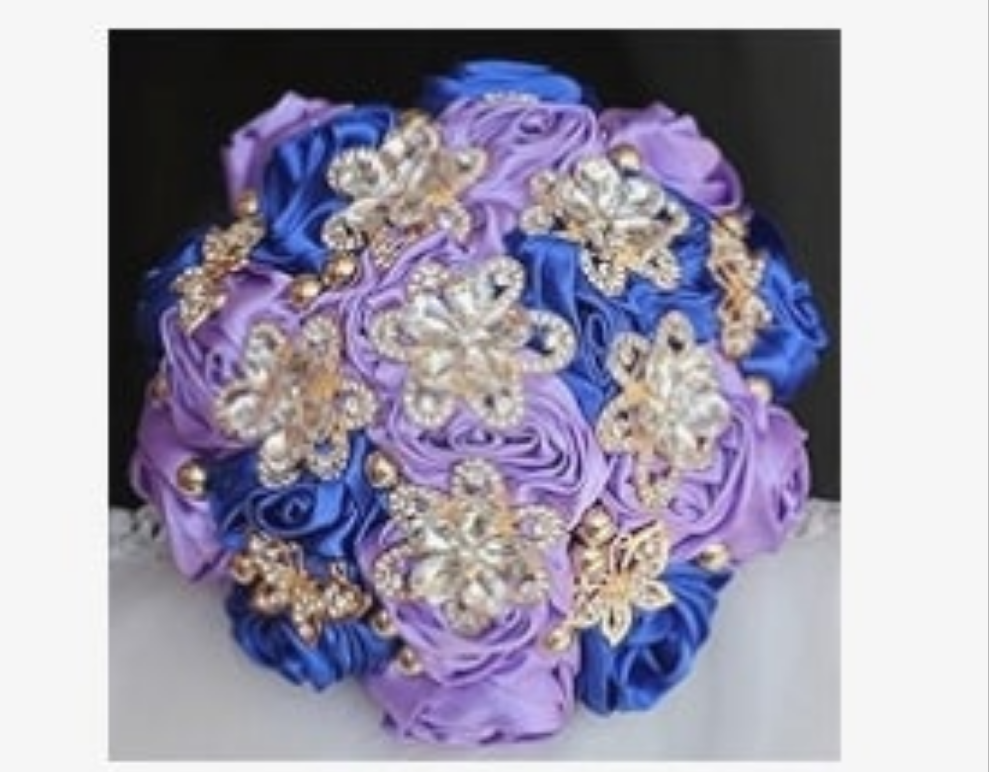Handmade Rhinestone Bridal Bouquet,Crystal Wedding Round Tossing Bouquet,Artificial Flower Bunch for Bride Bridesmaid