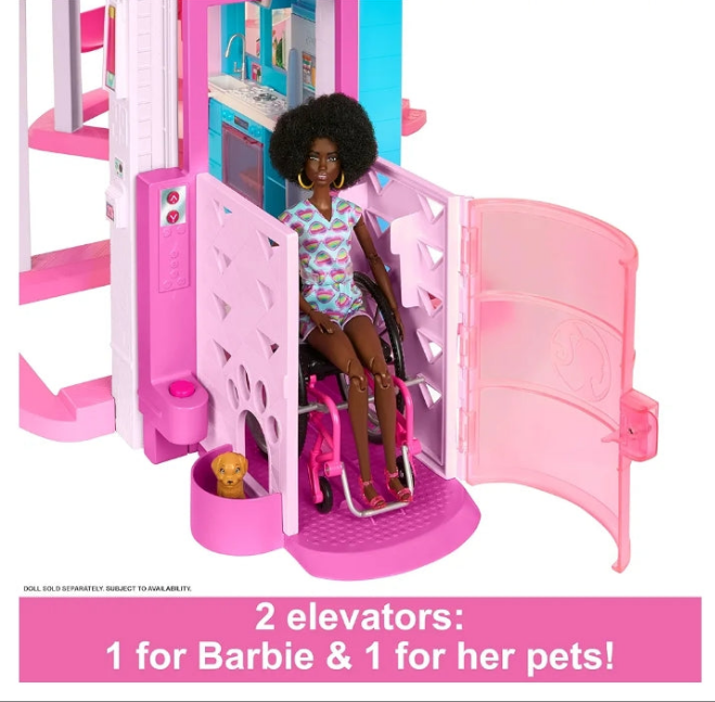 DreamHouse, Doll House Playset with 75+ Pieces Including Toy Furniture & 3-Story Pool Slide, Pet Elevator & Puppy Play Areas