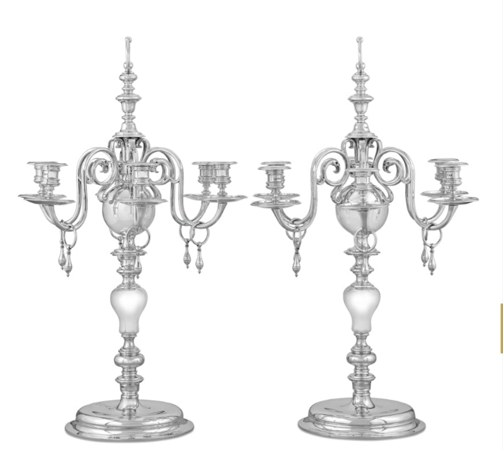 2pcs- Pair of Silver Candelabra by Thomas Bradbury elegant and fun a stunning masterpiece of candle holders from the 1930s