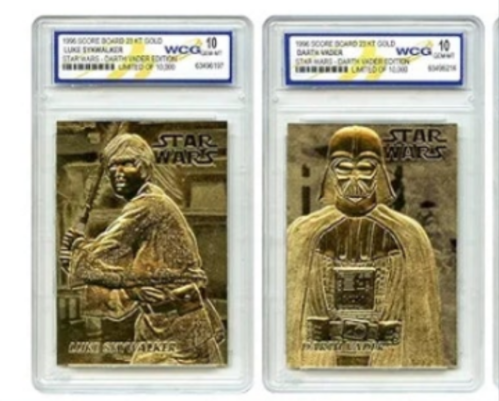 1996 Star Wars Darth Vader Edition Official Genuine 23K Gold Cards Graded Gem-Mint 10 - Complete Set of 9