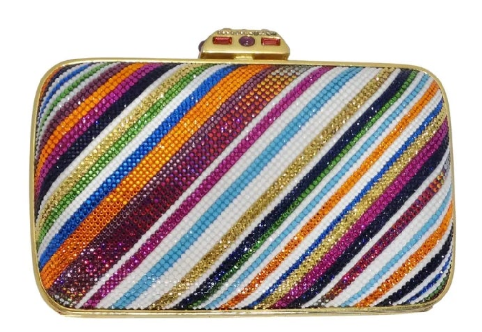 Judith Leber Multicolor Swarovski Crystal Embellished Clutch