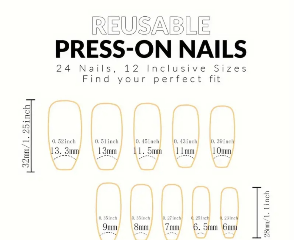 24 pcs acrylic Cocomoney nails with glue and nail accessories