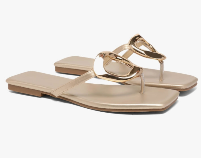 Women's Flip Flop Flat Summer Sandals,Ladies Memory Foam Square Toe Beach Strappy Bling Metal Cute Comfortable Trendy Leather Outdoor Indoor
