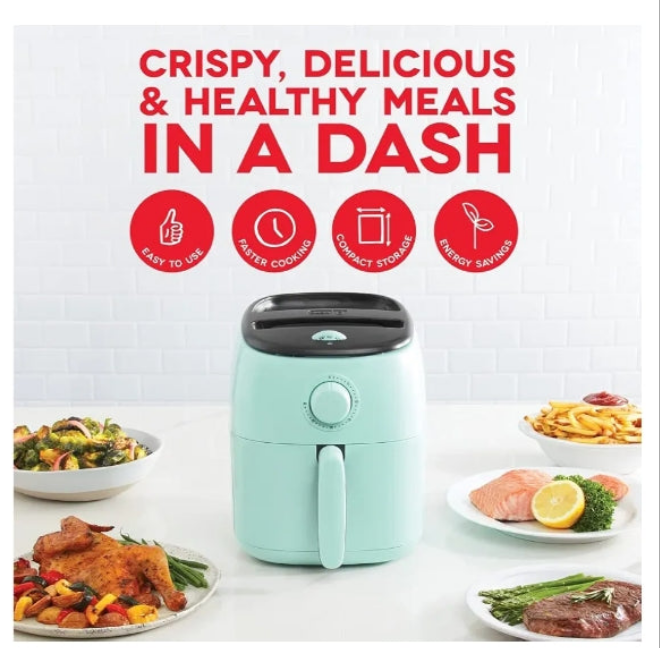 Electric Air Fryer Oven, 2.6 Qt., Red – Compact Air Fryer for Healthier Food in Minutes, Ideal for Small Spaces - Auto Shut Off, Analog, 1000-Watt