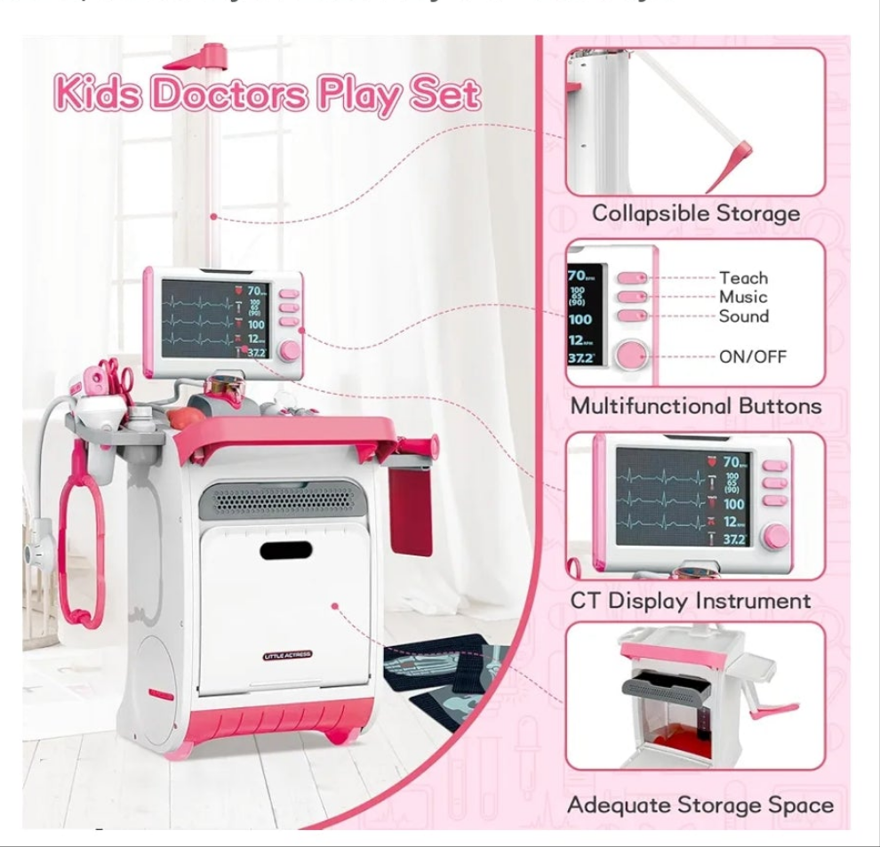 Doctor Kit for kids 3+ Medical Kit Toy Doctor Cart Stethoscope and Other Accessories Boy and Girl Fun Role Playing Game Toy Kids Pretend Play Girls Toys for 3+ There's 4 sets to choose from. Choose your set below.