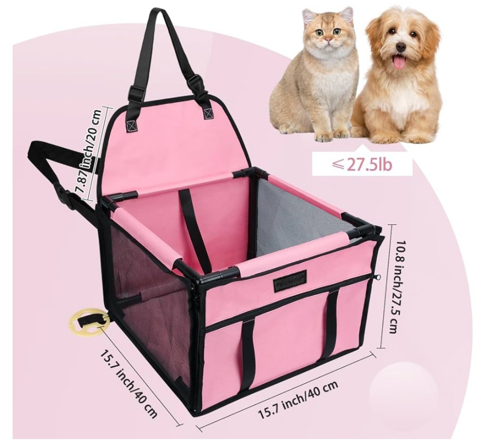 Dog Cat Car Seat Foldable Dog Car Booster Seat Waterproof Breathable Oxford Travel Bag for Small to Medium Dogs, Puppies,Cats and Pets-Upgrade