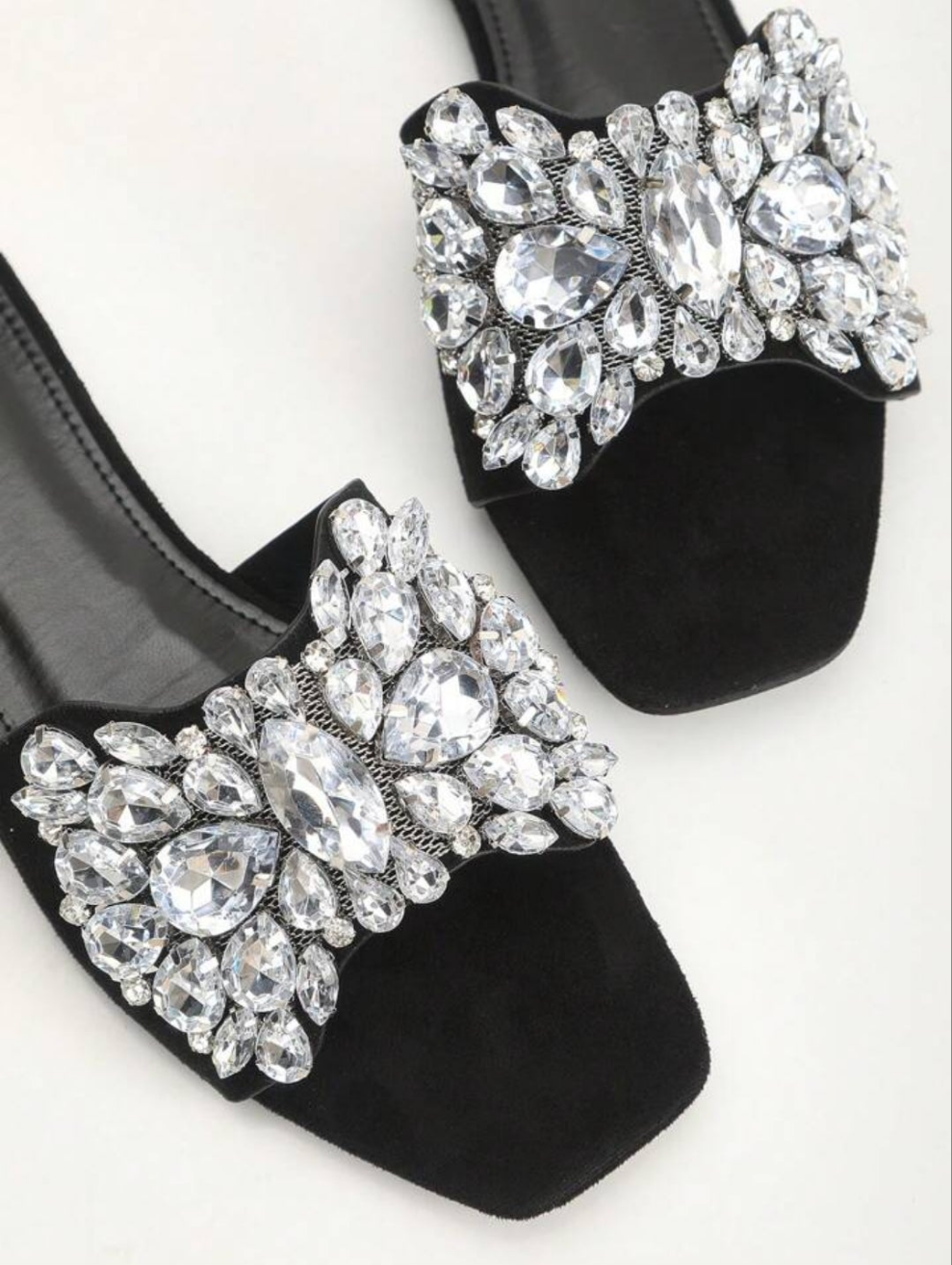 Fashionable & Elegant Rhinestone-Decor Square Toe Flat Sandals For Women