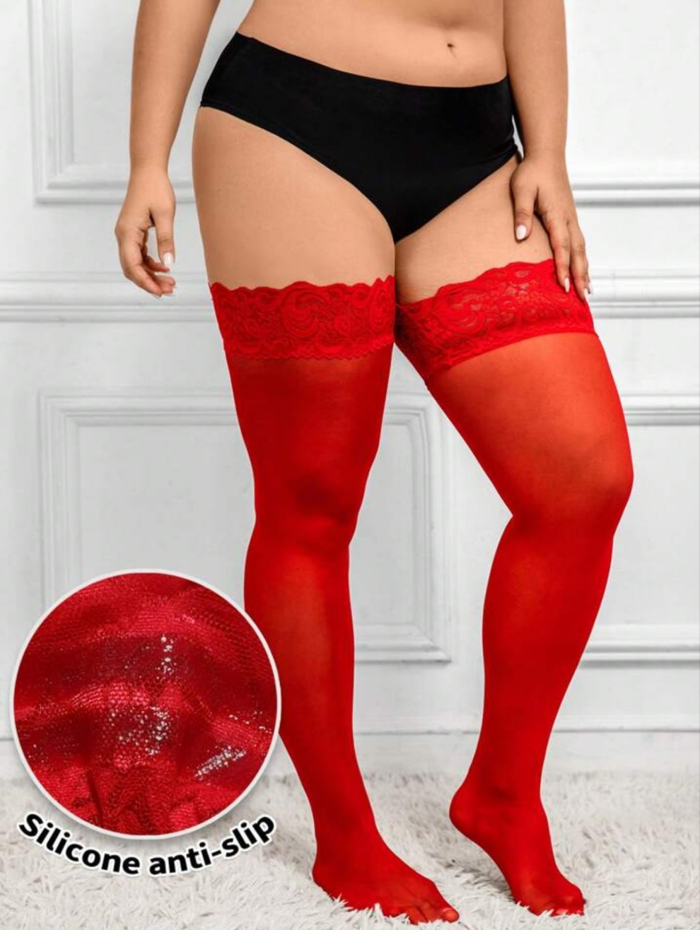 Plus 1 pair Contrast Floral Lace Stocking sheer lace 1xl