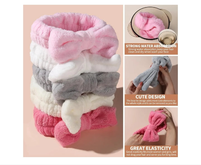 Makeup and Spa Headbands, Bow Headbands for Women's Skincare and Face Washing