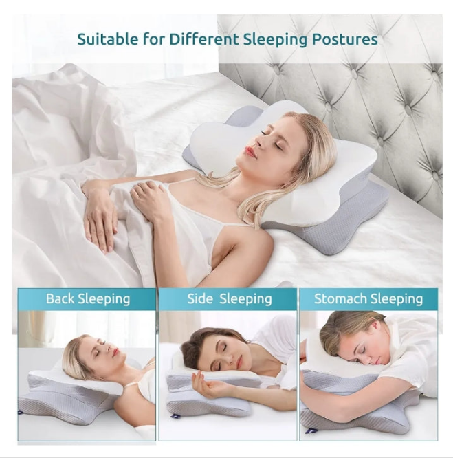 Cervical Pillow for Neck and Shoulder,Contour Memory Foam Pillow,Ergonomic Neck Support Pillow for Side Back Stomach Sleepers with Pillowcase