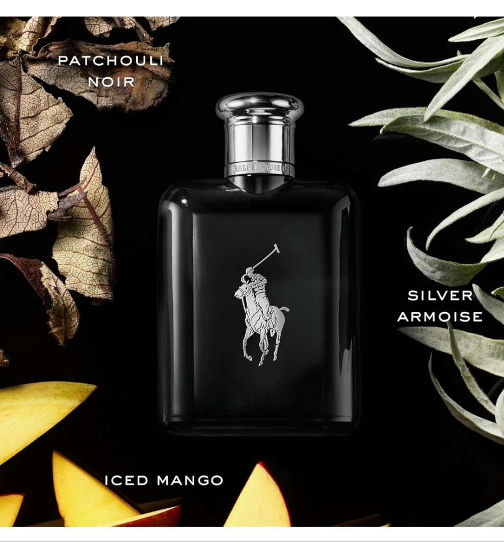 RALPH LAUREN FRAGRANCES - Polo Black - Eau de Toilette - Men's Cologne - Woody & Fresh - With Patchouli, Sandalwood, and Mandarin - Medium Intensity