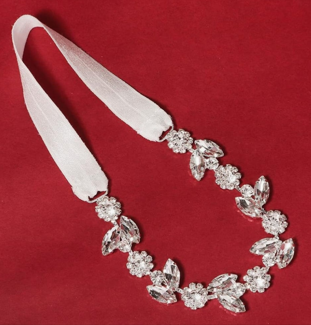 Wedding Bridal Garter Diamond-Cut Thigh Chain Gemstone Cluster Leg Chain Stretchy Thigh Belt for Women Girls