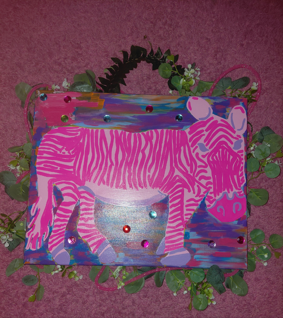 Cocomoney At Pink Zebra 1 of 1 custom piece acrylic on canvas