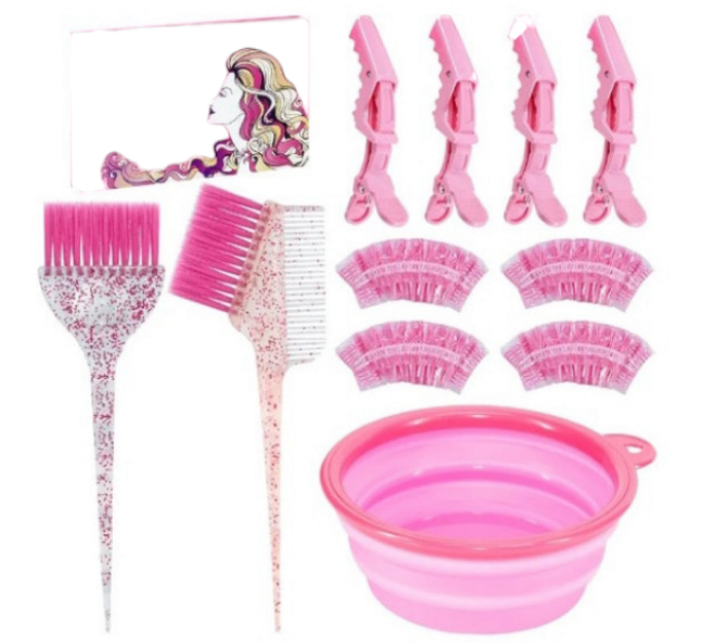 11 pcs Hair Coloring Dyeing Kit - Professional Salon Tools for DIY Mixing, Includes Hair Clips, Mixing Bowl, Dye Color Brush, Earmuffs - Perfect for Bleaching and Hair Dye