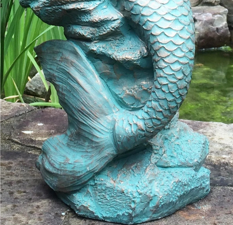 Sexy Mermaid on Coastal Rock Statue Outdoor Waterproof Porch Garden Pool Side Decor Bathroom