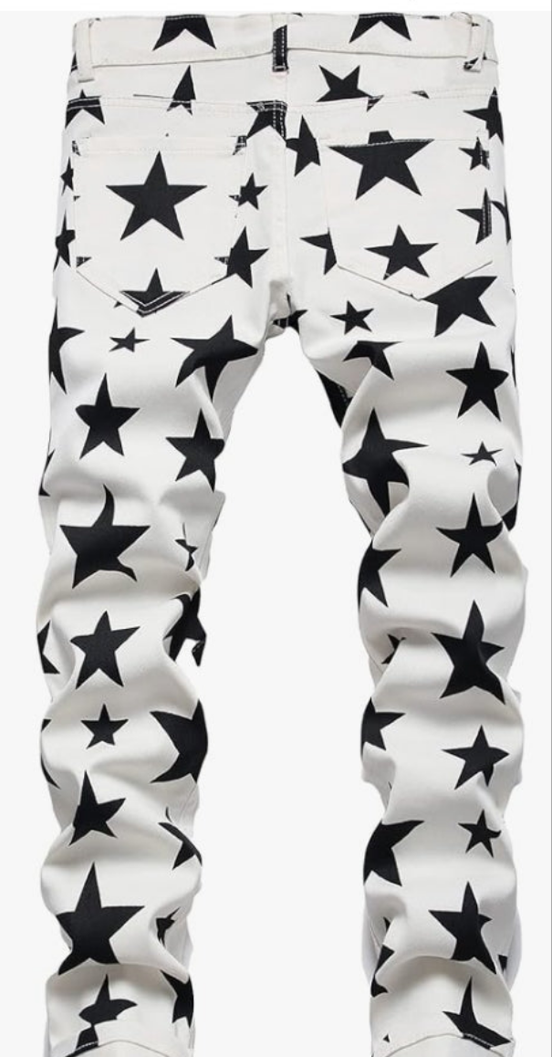 Men's Printed Jeans Skinny Denim Pants