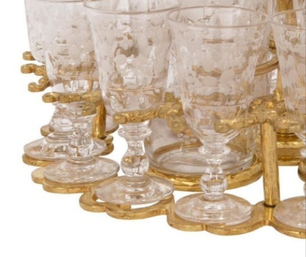 A French 19th century Belle Époque period Baccarat crystal Cave à Liqueur with glasses and decanters
