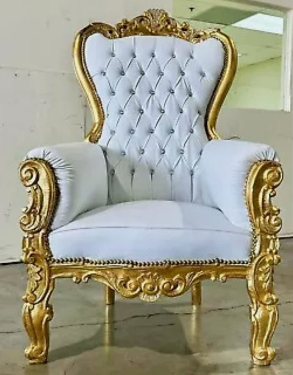 French Style Throne Chair Midsize Tufted Chair in velvet or leather depending on the chair you choose.