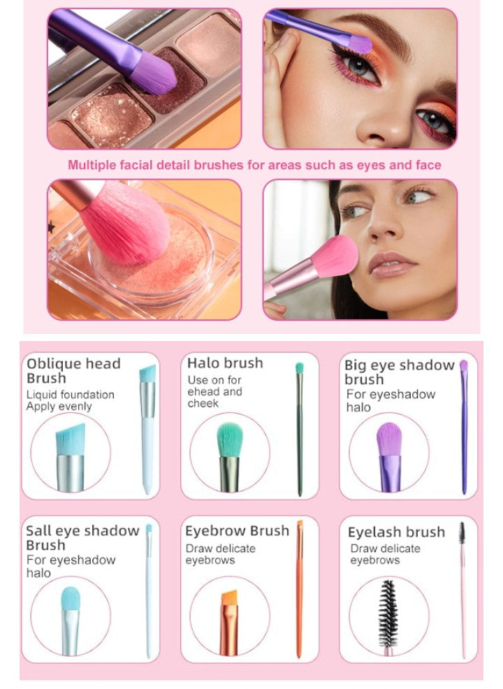 Makeup Brushes Colorful 12 Pcs Makeup Brush Set Foudation Concealer Blush Eyeshadow Brush