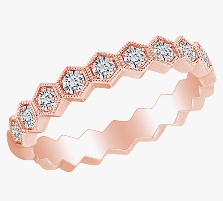 COCOMONEY IGI Certified 0.77 Carat (cttw) Round Shape White Natural Diamond Stackable Band Ring 18k Solid Gold