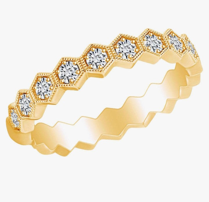 COCOMONEY IGI Certified 0.77 Carat (cttw) Round Shape White Natural Diamond Stackable Band Ring 18k Solid Gold
