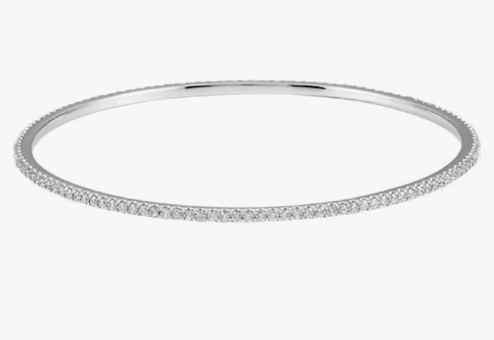 COCOMONEY 3 Ct. Diamond Infinity Bangle Bracelet in 14K White Gold, Rose Gold or Yellow Gold