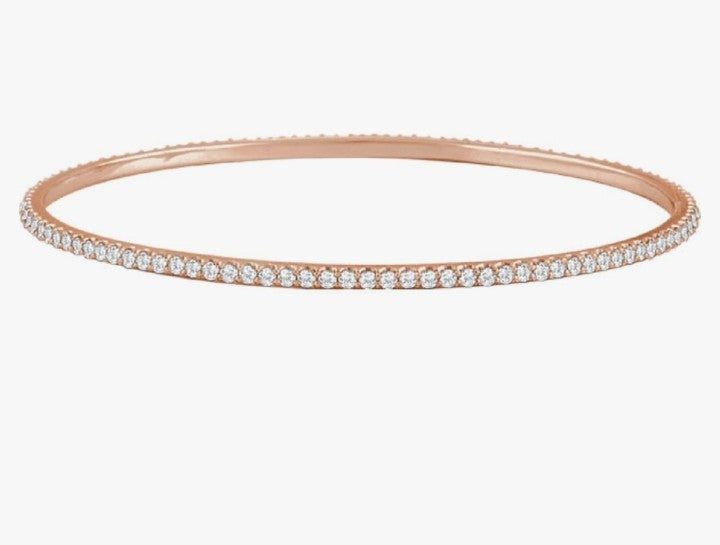 COCOMONEY 3 Ct. Diamond Infinity Bangle Bracelet in 14K White Gold, Rose Gold or Yellow Gold