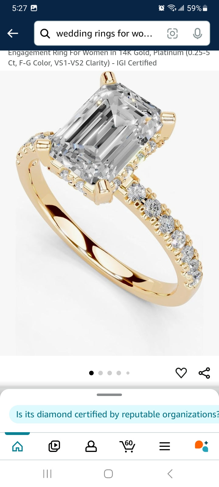 Hidden Halo with Emerald Shape Lab Grown Diamond Engagement Ring For Women in 14K Gold, Platinum (0.25-5 Ct, F-G Color, VS1-VS2 Clarity) - IGI Certified