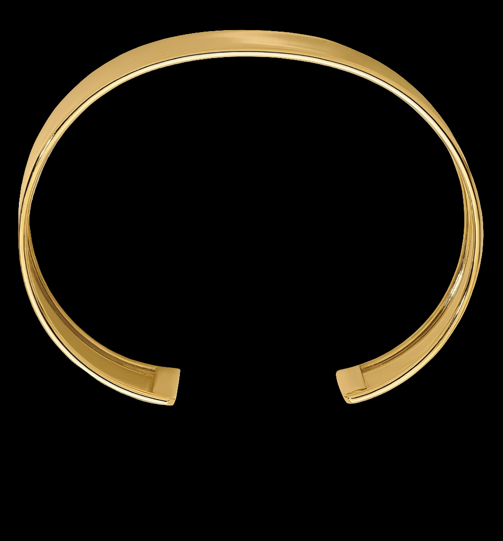 COCOMONEY 18K Solid Yellow Gold 19mm Cuff Bangle Bracelet