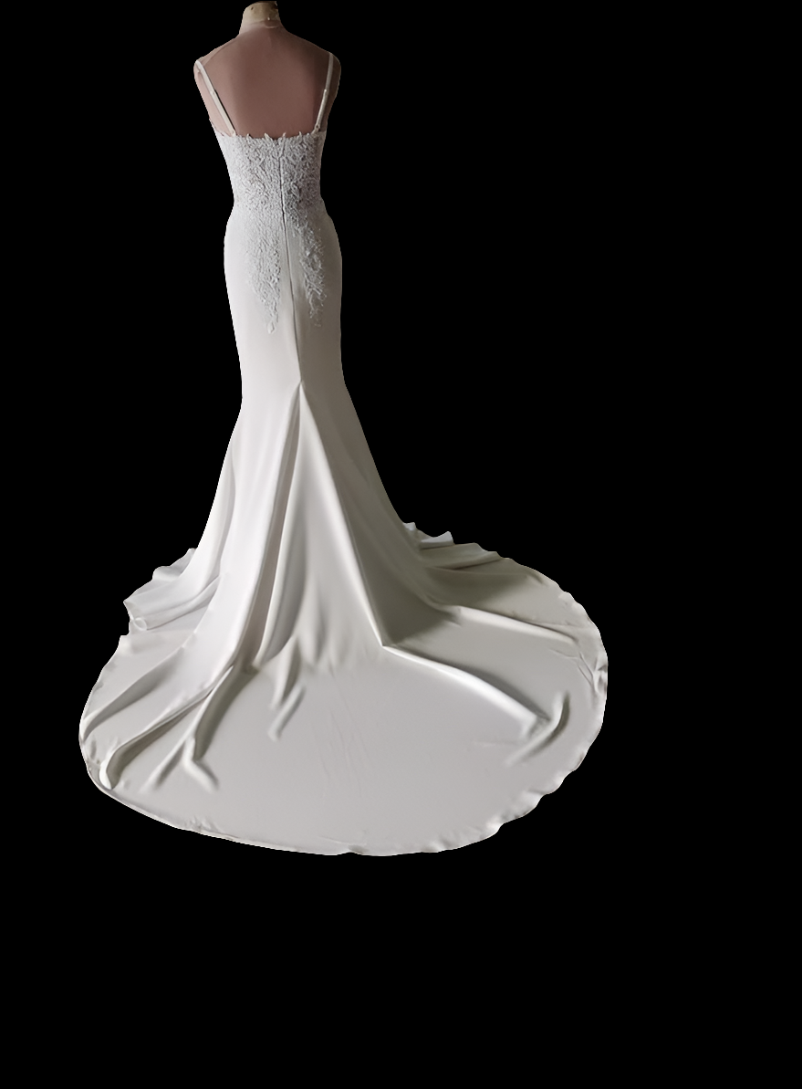 Lace Applique Wedding Dresses for Bride Spaghetti Straps Mermaid V Neck Open Back Bodycon Long Bridal Gown