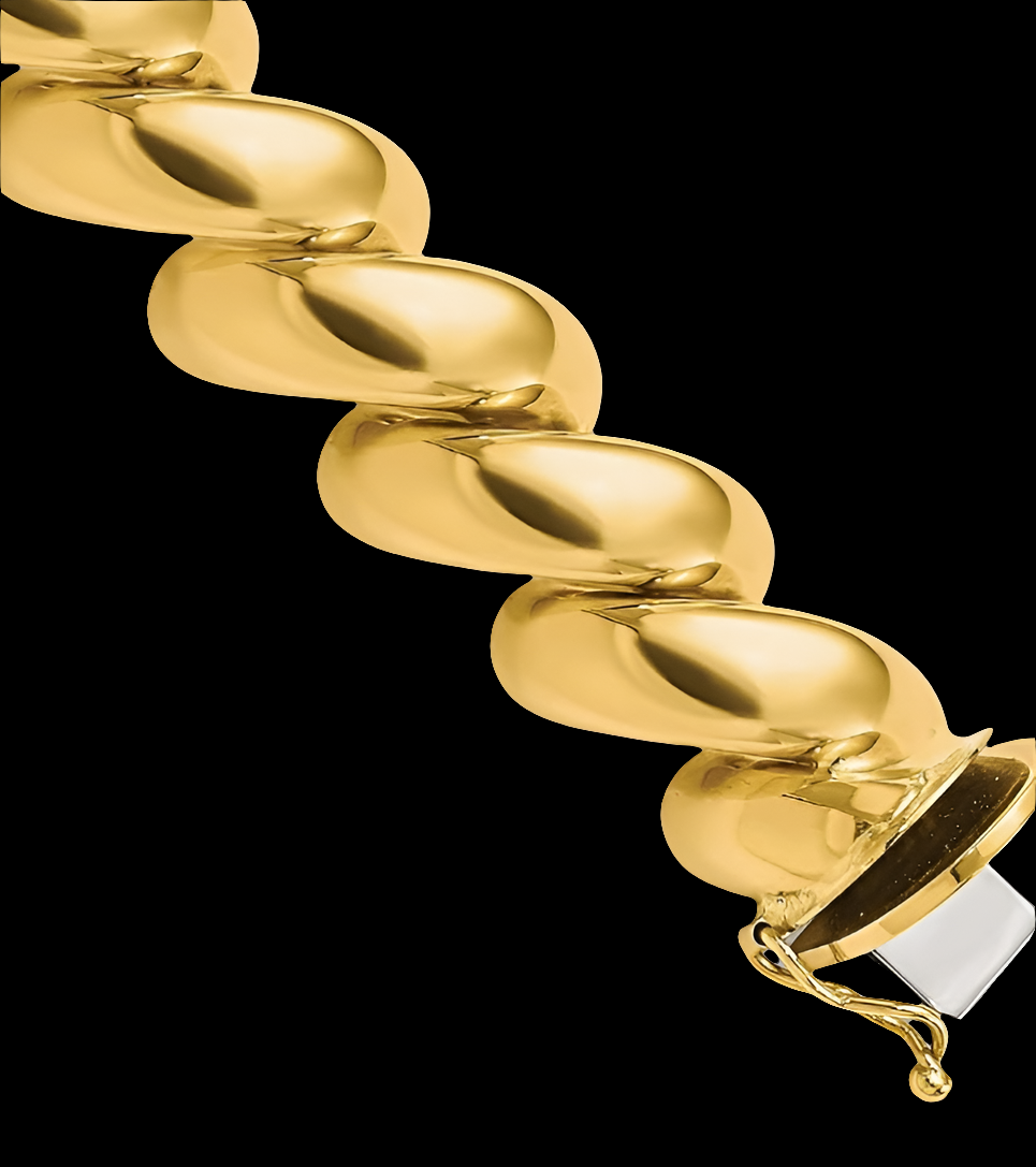 COCOMONEY 14K Solid Yellow Gold San Marco Chain Bracelet