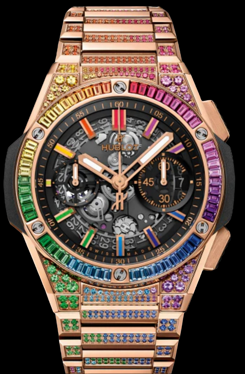 Hublot Big Bang Chronograph 18K King Gold & Colored Gemstones Man's Watch, 451.OX.1180.OX.3999
