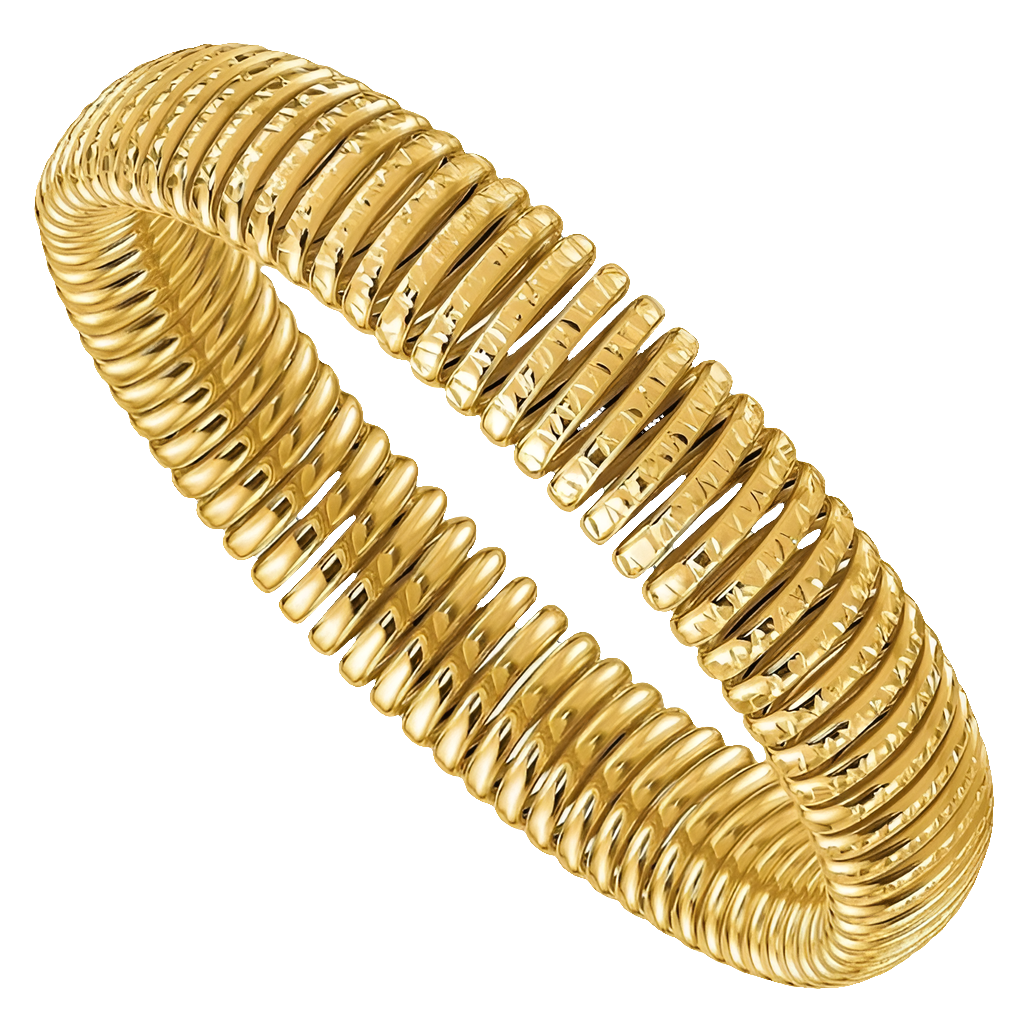 COCOMONEY 14K Solid Yellow Gold Stretch Wrap Bracelet