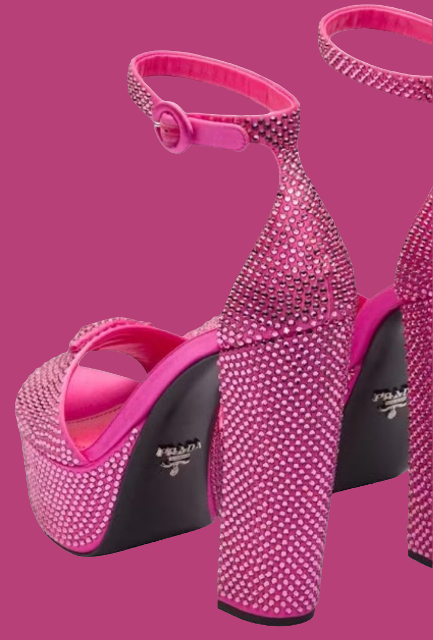 Prada 135mm Crystal Platform Sandals
Begonia Pink Satin